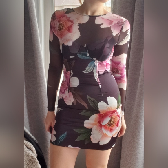 Marciano Floral Silk Dress - Picture 7 of 9